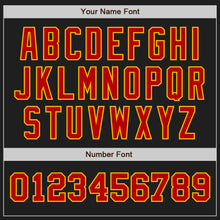 Load image into Gallery viewer, Custom Black Red-Gold Authentic Two Tone Baseball Jersey