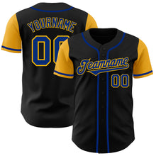 Load image into Gallery viewer, Custom Black Royal-Gold Authentic Two Tone Baseball Jersey