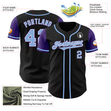 Load image into Gallery viewer, Custom Black Light Blue-Purple Authentic Two Tone Baseball Jersey