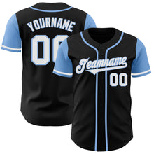Load image into Gallery viewer, Custom Black White-Light Blue Authentic Two Tone Baseball Jersey
