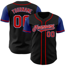 Load image into Gallery viewer, Custom Black Red-Royal Authentic Two Tone Baseball Jersey