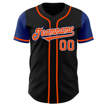 Load image into Gallery viewer, Custom Black Orange-Royal Authentic Two Tone Baseball Jersey