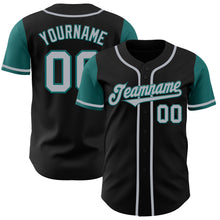 Load image into Gallery viewer, Custom Black Gray-Teal Authentic Two Tone Baseball Jersey
