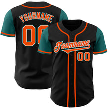 Load image into Gallery viewer, Custom Black Orange-Teal Authentic Two Tone Baseball Jersey