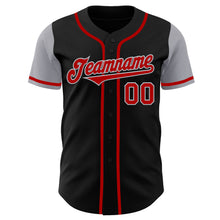 Load image into Gallery viewer, Custom Black Red-Gray Authentic Two Tone Baseball Jersey