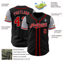 Load image into Gallery viewer, Custom Black Red-Gray Authentic Two Tone Baseball Jersey