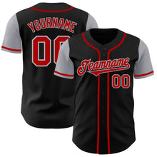Load image into Gallery viewer, Custom Black Red-Gray Authentic Two Tone Baseball Jersey