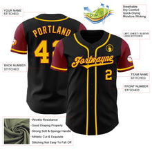 Load image into Gallery viewer, Custom Black Gold-Crimson Authentic Two Tone Baseball Jersey