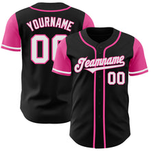 Load image into Gallery viewer, Custom Black White-Pink Authentic Two Tone Baseball Jersey