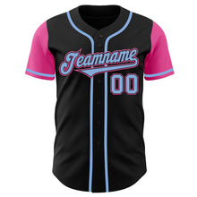 Load image into Gallery viewer, Custom Black Light Blue-Pink Authentic Two Tone Baseball Jersey