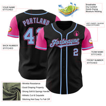 Load image into Gallery viewer, Custom Black Light Blue-Pink Authentic Two Tone Baseball Jersey