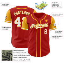 Load image into Gallery viewer, Custom Red White-Gold Authentic Two Tone Baseball Jersey
