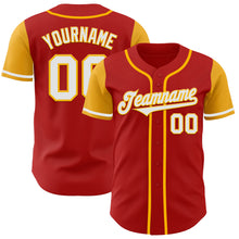 Load image into Gallery viewer, Custom Red White-Gold Authentic Two Tone Baseball Jersey