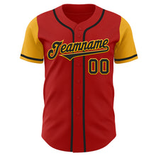 Load image into Gallery viewer, Custom Red Black-Gold Authentic Two Tone Baseball Jersey