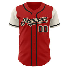 Load image into Gallery viewer, Custom Red Black-Cream Authentic Two Tone Baseball Jersey