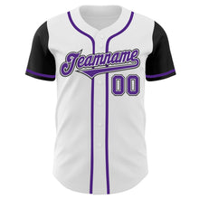 Laden Sie das Bild in den Galerie-Viewer, Custom White Purple-Black Authentic Two Tone Baseball Jersey