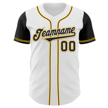 Laden Sie das Bild in den Galerie-Viewer, Custom White Black-Gold Authentic Two Tone Baseball Jersey