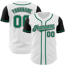 Laden Sie das Bild in den Galerie-Viewer, Custom White Kelly Green-Black Authentic Two Tone Baseball Jersey