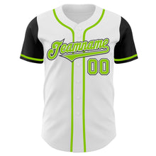 Laden Sie das Bild in den Galerie-Viewer, Custom White Neon Green-Black Authentic Two Tone Baseball Jersey