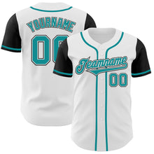 Load image into Gallery viewer, Custom White Teal-Black Authentic Two Tone Baseball Jersey