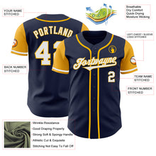 Load image into Gallery viewer, Custom Navy White-Gold Authentic Two Tone Baseball Jersey