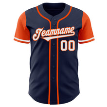 Load image into Gallery viewer, Custom Navy White-Orange Authentic Two Tone Baseball Jersey
