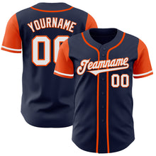 Load image into Gallery viewer, Custom Navy White-Orange Authentic Two Tone Baseball Jersey