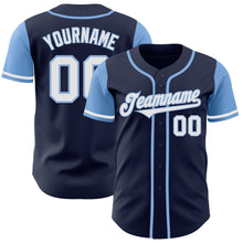 Load image into Gallery viewer, Custom Navy White-Light Blue Authentic Two Tone Baseball Jersey