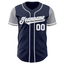 Load image into Gallery viewer, Custom Navy White-Gray Authentic Two Tone Baseball Jersey