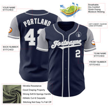 Load image into Gallery viewer, Custom Navy White-Gray Authentic Two Tone Baseball Jersey