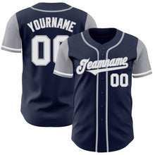 Load image into Gallery viewer, Custom Navy White-Gray Authentic Two Tone Baseball Jersey
