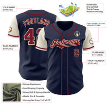 Load image into Gallery viewer, Custom Navy Crimson-Cream Authentic Two Tone Baseball Jersey