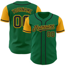 Load image into Gallery viewer, Custom Kelly Green Black-Gold Authentic Two Tone Baseball Jersey