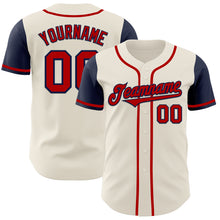 Load image into Gallery viewer, Custom Cream Red-Navy Authentic Two Tone Baseball Jersey