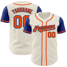 Load image into Gallery viewer, Custom Cream Orange-Royal Authentic Two Tone Baseball Jersey