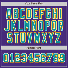 Load image into Gallery viewer, Custom Purple Teal-Gold Authentic Two Tone Baseball Jersey