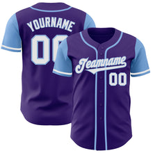 Laden Sie das Bild in den Galerie-Viewer, Custom Purple White-Light Blue Authentic Two Tone Baseball Jersey