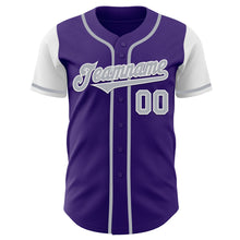 Load image into Gallery viewer, Custom Purple Gray-White Authentic Two Tone Baseball Jersey