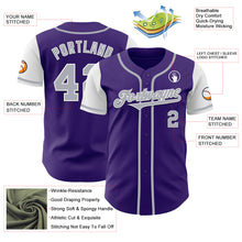 Load image into Gallery viewer, Custom Purple Gray-White Authentic Two Tone Baseball Jersey