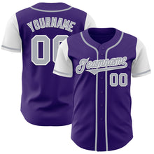 Load image into Gallery viewer, Custom Purple Gray-White Authentic Two Tone Baseball Jersey