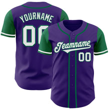 Load image into Gallery viewer, Custom Purple White-Kelly Green Authentic Two Tone Baseball Jersey