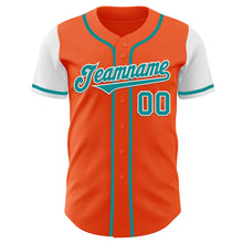 Load image into Gallery viewer, Custom Orange Teal-White Authentic Two Tone Baseball Jersey