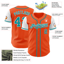 Load image into Gallery viewer, Custom Orange Teal-White Authentic Two Tone Baseball Jersey