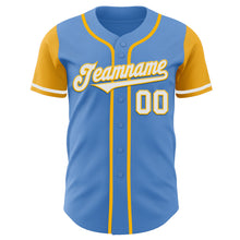 Load image into Gallery viewer, Custom Powder Blue White-Gold Authentic Two Tone Baseball Jersey