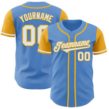 Load image into Gallery viewer, Custom Powder Blue White-Gold Authentic Two Tone Baseball Jersey
