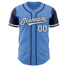 Load image into Gallery viewer, Custom Powder Blue White-Navy Authentic Two Tone Baseball Jersey