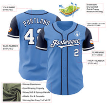 Load image into Gallery viewer, Custom Powder Blue White-Navy Authentic Two Tone Baseball Jersey