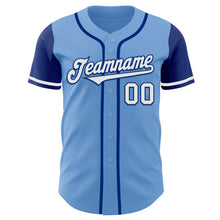 Load image into Gallery viewer, Custom Light Blue White-Royal Authentic Two Tone Baseball Jersey