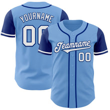 Load image into Gallery viewer, Custom Light Blue White-Royal Authentic Two Tone Baseball Jersey