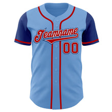 Load image into Gallery viewer, Custom Light Blue Red-Royal Authentic Two Tone Baseball Jersey
